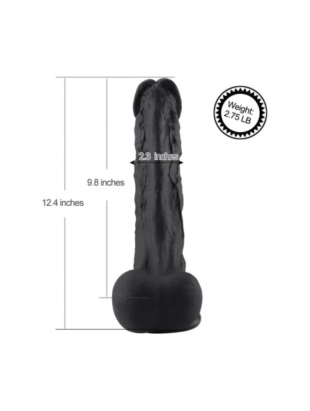 Hismith 12 4 Black Super Huge Silicone Dildo With Balls For Hismith